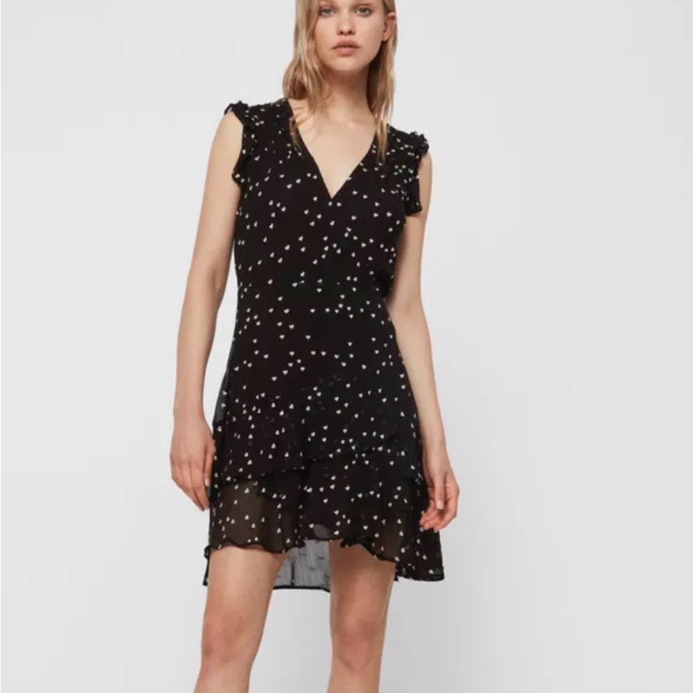 AllSaints Lana Hearts Dress in black